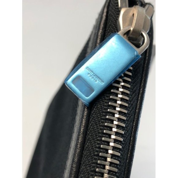 SAINT LAURENT Rive Gauche Black Canvas Clutch - Picture 8 of 12